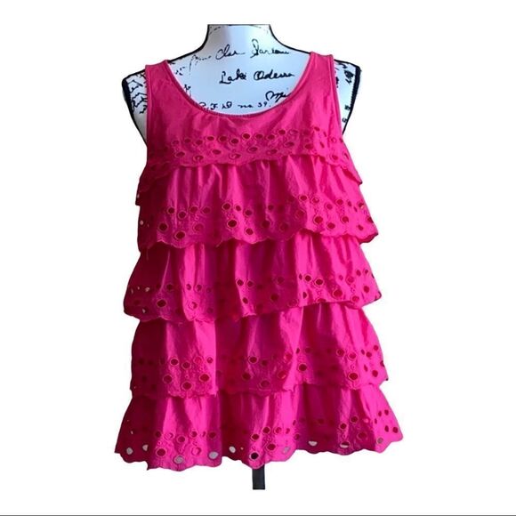 Elle Twee Cotton Eyelet Layered Tank Top Size Large - Picture 2 of 9